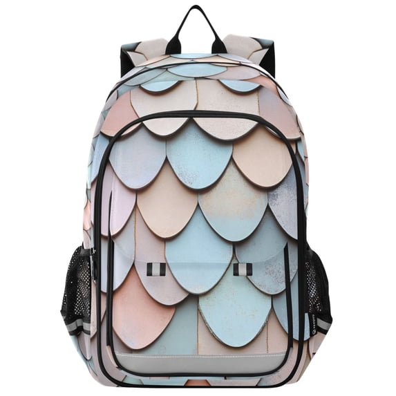 FORMRS Unisex School Backpack 17" Student Travel Bag with Laptop Compartment, Blue Shimmering Pattern