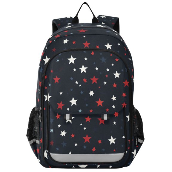 FORMRS Unisex School Backpack 17" Student Travel Bag with Laptop Compartment, Blue Stars Pattern