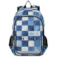 thumbnail image 1 of FORMRS School Backpack 17" Student Travel Bag with Laptop Compartment, Blue and Gray Plaid Pattern, 1 of 7