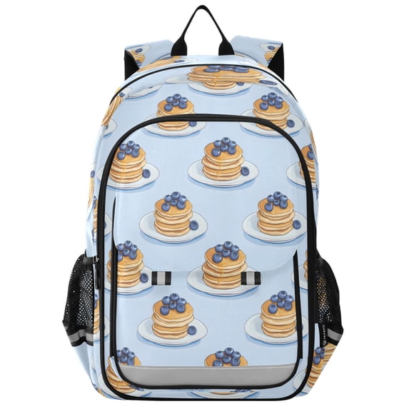 FORMRS Unisex School Backpack 17" Student Travel Bag with Laptop Compartment, Blueberry Pancake Pattern
