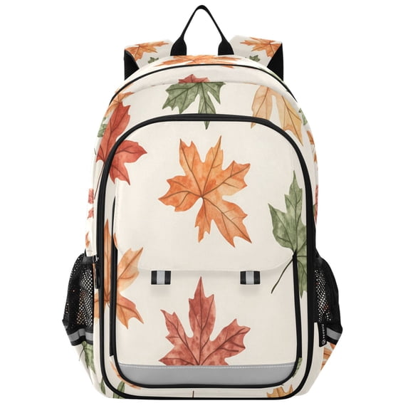 FORMRS Unisex School Backpack 17" Student Travel Bag with Laptop Compartment, Brown Autumn Leaves