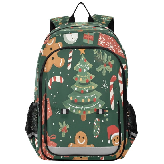 FORMRS School Backpack 17" Student Travel Bag with Laptop Compartment, Brown Christmas Gingerbread
