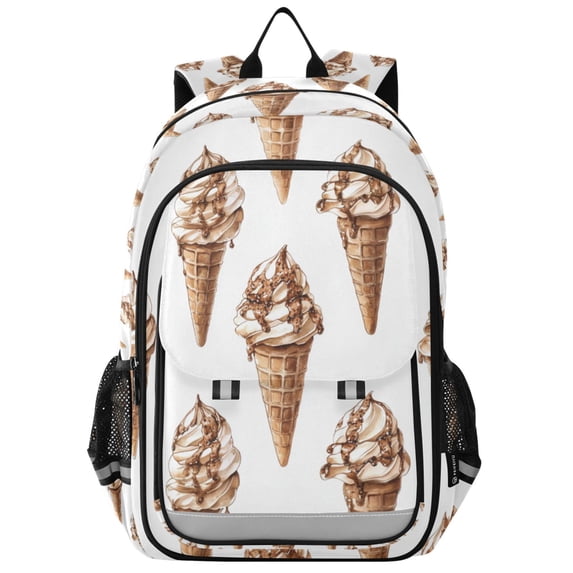 FORMRS School Backpack 17" Student Travel Bag with Laptop Compartment, Brown Ice Cream Pattern