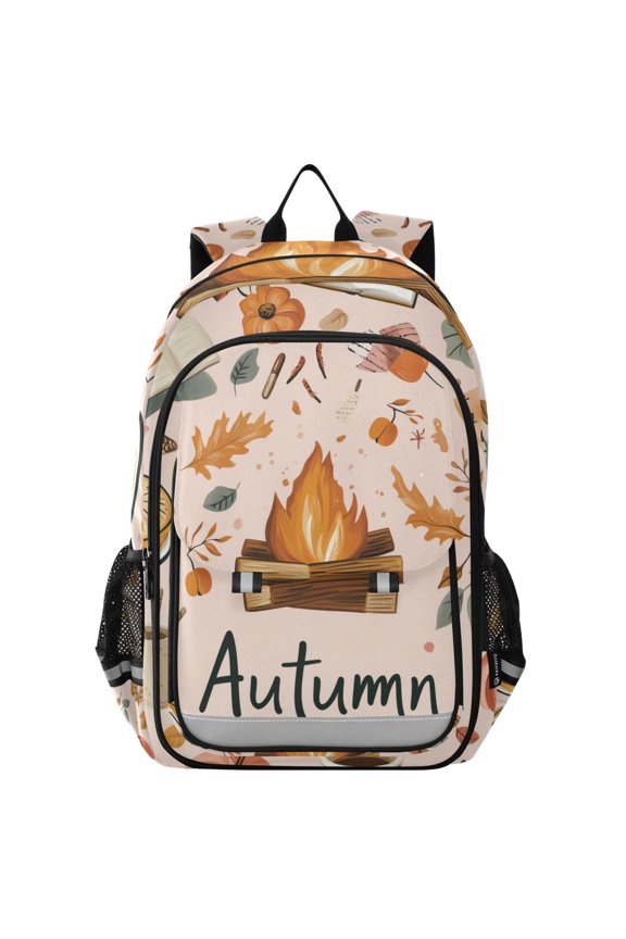 School Backpack 17" Student Travel Bag with Laptop Compartment, Campfire Pattern