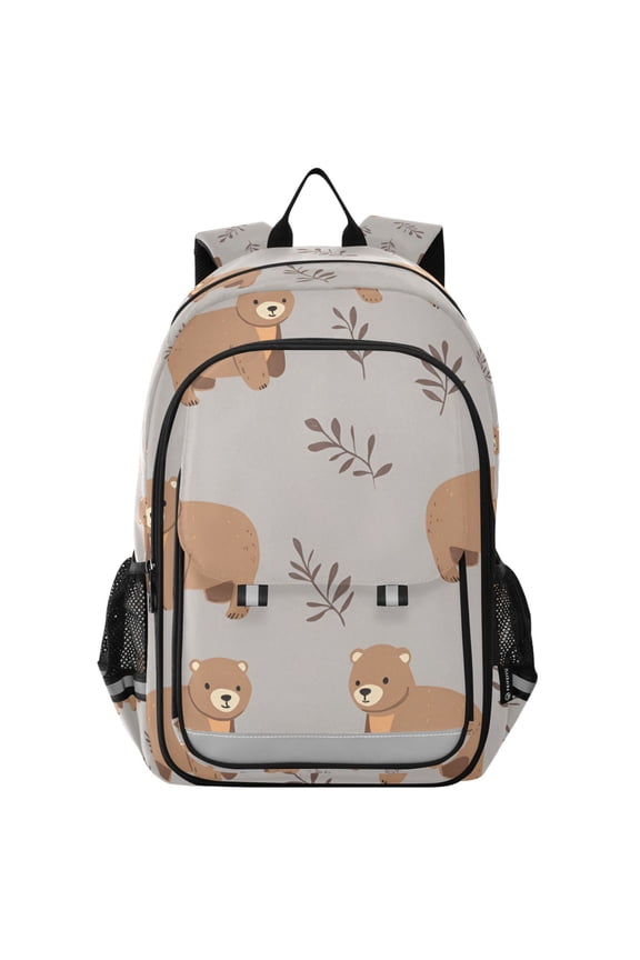 Unisex School Backpack 17" Student Travel Bag with Laptop Compartment, Cartoon Bear