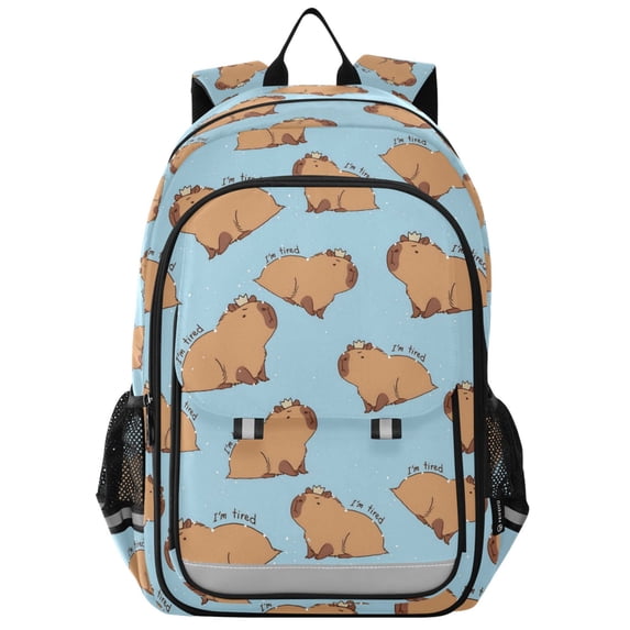 FORMRS Unisex School Backpack 17" Student Travel Bag with Laptop Compartment, Cartoon Capybara Pattern