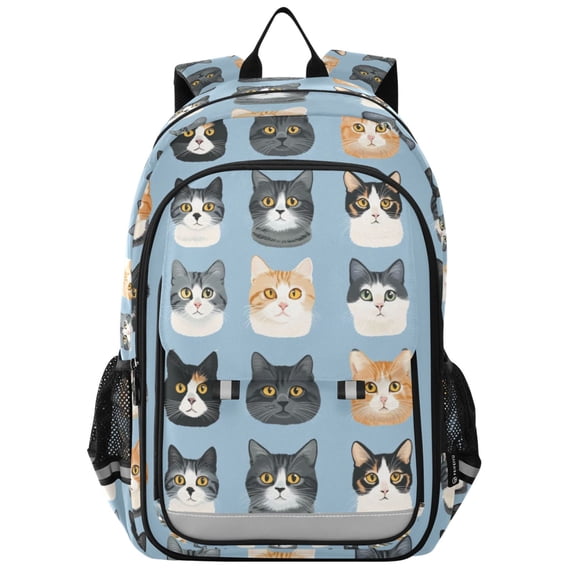 FORMRS Unisex School Backpack 17" Student Travel Bag with Laptop Compartment, Cartoon Cute Cat