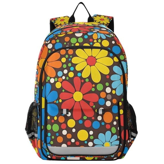 FORMRS Unisex School Backpack 17" Student Travel Bag with Laptop Compartment, Cartoon Flowers