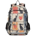 thumbnail image 1 of FORMRS Unisex School Backpack 17" Student Travel Bag with Laptop Compartment, Cats and Hearts, 1 of 7