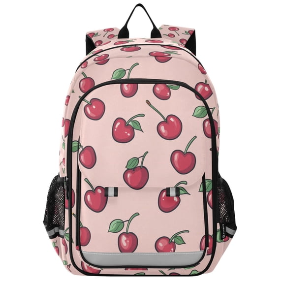 FORMRS Unisex School Backpack 17" Student Travel Bag with Laptop Compartment, Cherries Pattern