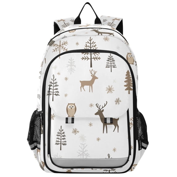FORMRS Unisex School Backpack 17" Student Travel Bag with Laptop Compartment, Christmas Forest