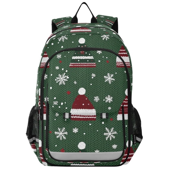 FORMRS Unisex School Backpack 17" Student Travel Bag with Laptop Compartment, Christmas Hats