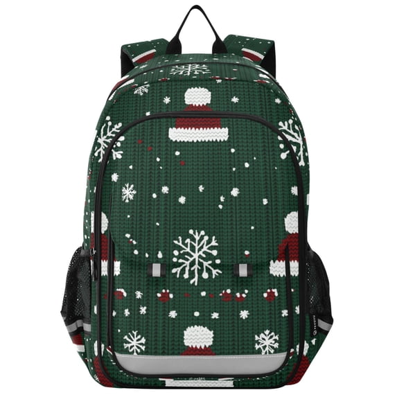 FORMRS Unisex School Backpack 17" Student Travel Bag with Laptop Compartment, Christmas Santa Hats