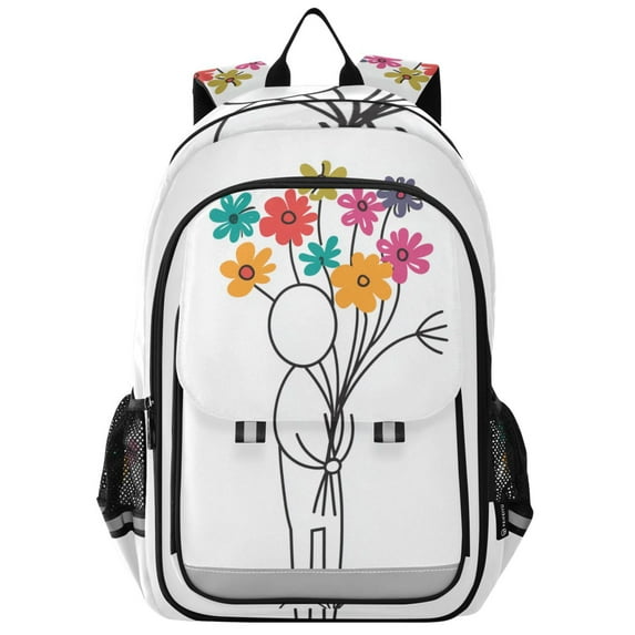 FORMRS Unisex School Backpack 17" Student Travel Bag with Laptop Compartment, Colorful Flower