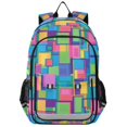 thumbnail image 1 of FORMRS Unisex School Backpack 17" Student Travel Bag with Laptop Compartment, Colorful Geometric Pattern, 1 of 7