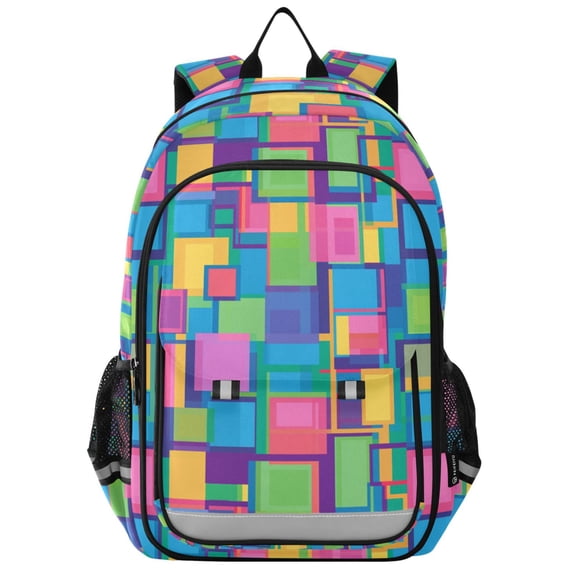 FORMRS Unisex School Backpack 17" Student Travel Bag with Laptop Compartment, Colorful Geometric Pattern