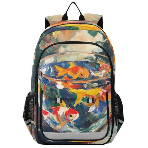 FORMRS Unisex School Backpack 17" Student Travel Bag with Laptop Compartment, Colorful Goldfish