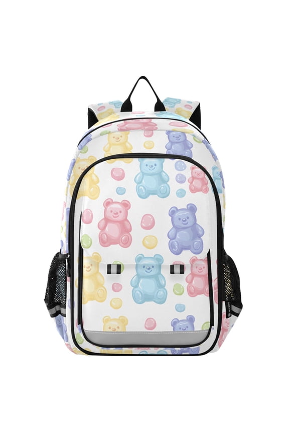Unisex School Backpack 17" Student Travel Bag with Laptop Compartment, Colorful Gummy Bears Pattern