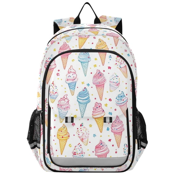 FORMRS Unisex School Backpack 17" Student Travel Bag with Laptop Compartment, Colorful Ice Cream Pattern