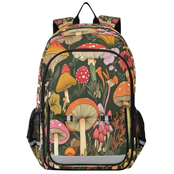 FORMRS School Backpack 17" Student Travel Bag with Laptop Compartment, Colorful Mushroom
