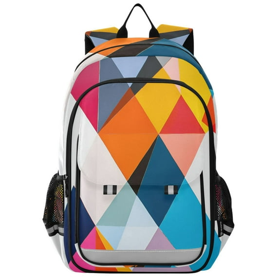 FORMRS School Backpack 17" Student Travel Bag with Laptop Compartment, Colorful Triangles