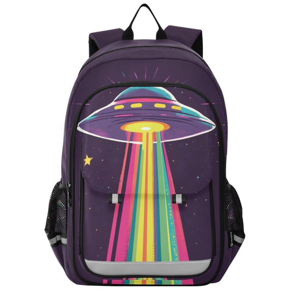 FORMRS Unisex School Backpack 17" Student Travel Bag with Laptop Compartment, Colorful UFO