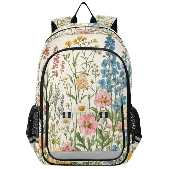 FORMRS School Backpack 17" Student Travel Bag with Laptop Compartment, Colorful Wildflowers