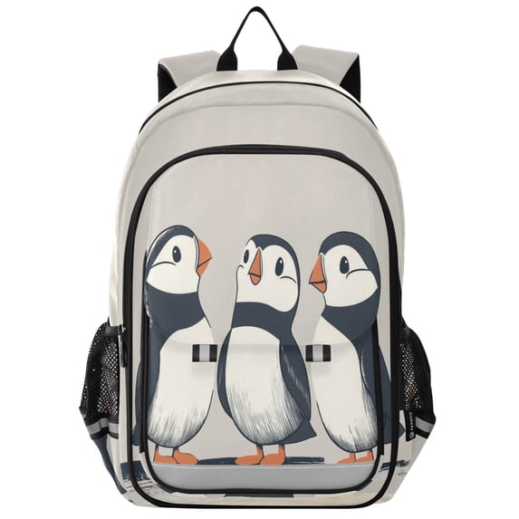 FORMRS Unisex School Backpack 17" Student Travel Bag with Laptop Compartment, Cute Puffin