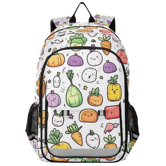 FORMRS Unisex School Backpack 17" Student Travel Bag with Laptop Compartment, Cute Vegetables
