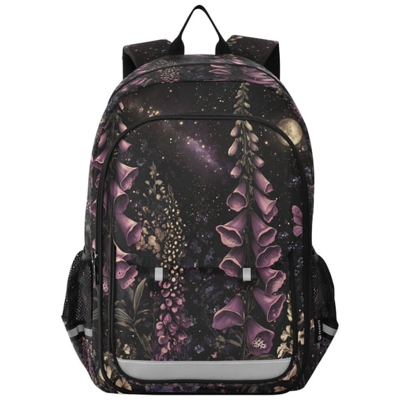 FORMRS Unisex School Backpack 17" Student Travel Bag with Laptop Compartment, Dark Gothic Floral