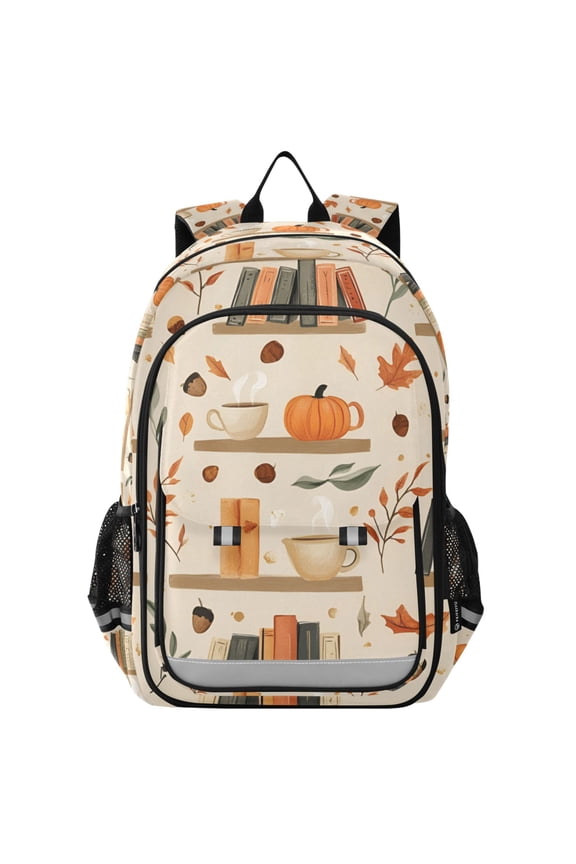 Unisex School Backpack 17" Student Travel Bag with Laptop Compartment, Fall Book Shelf