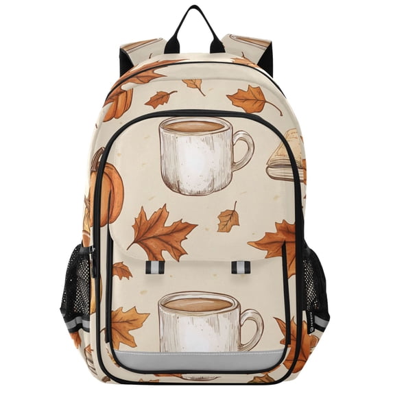 FORMRS Unisex School Backpack 17" Student Travel Bag with Laptop Compartment, Fall Mug Pattern