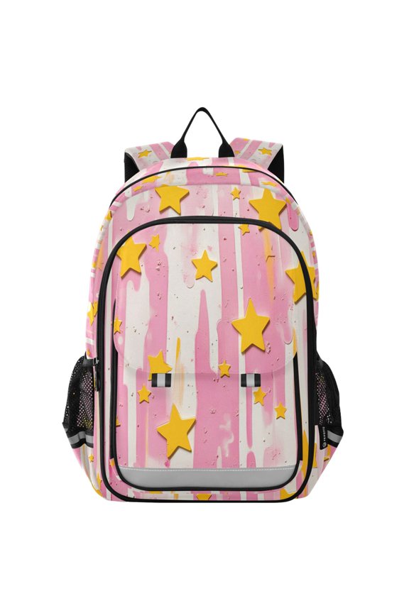 School Backpack 17" Student Travel Bag with Laptop Compartment, Flat Yellow Stars