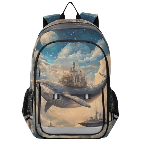 FORMRS Unisex School Backpack 17" Student Travel Bag with Laptop Compartment, Floating Whale