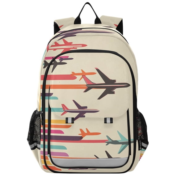 FORMRS Unisex School Backpack 17" Student Travel Bag with Laptop Compartment, Flying Planes