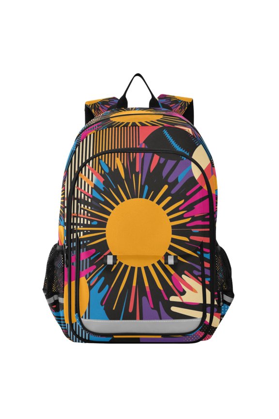 School Backpack 17" Student Travel Bag with Laptop Compartment, Futuristic Circles
