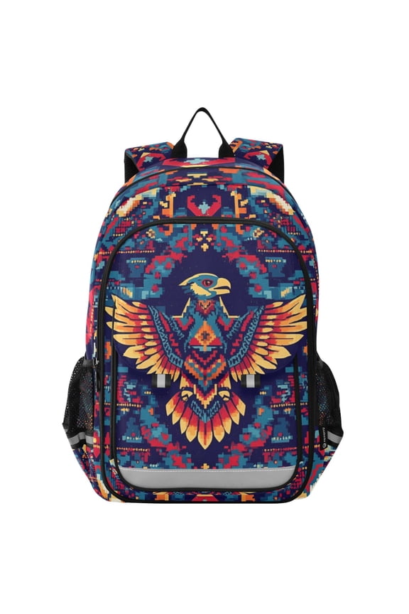 School Backpack 17" Student Travel Bag with Laptop Compartment, Geometric Eagle
