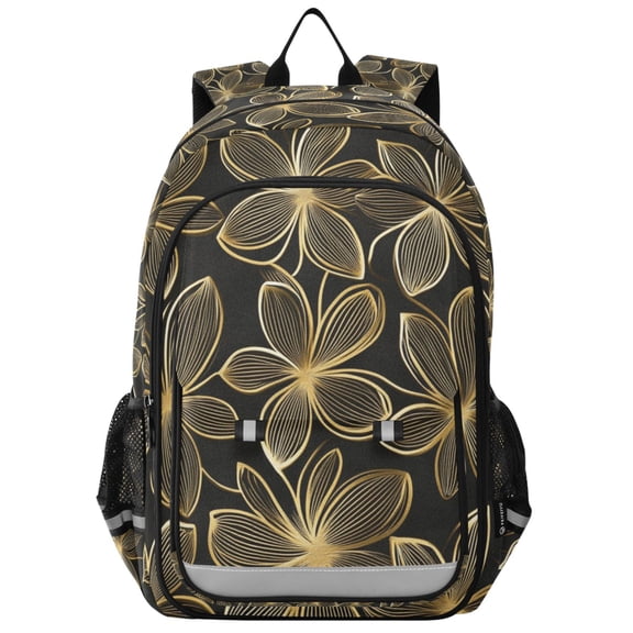 FORMRS School Backpack 17" Student Travel Bag with Laptop Compartment, Golden Elegance