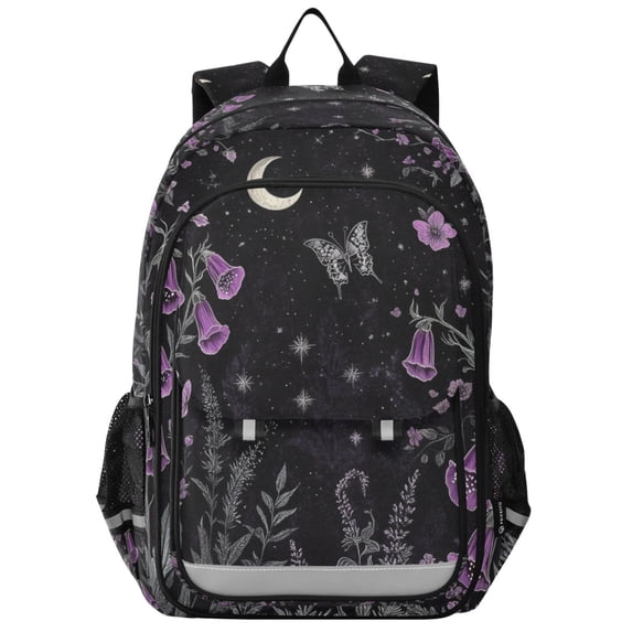 FORMRS Unisex School Backpack 17" Student Travel Bag with Laptop Compartment, Gothic Floral Print