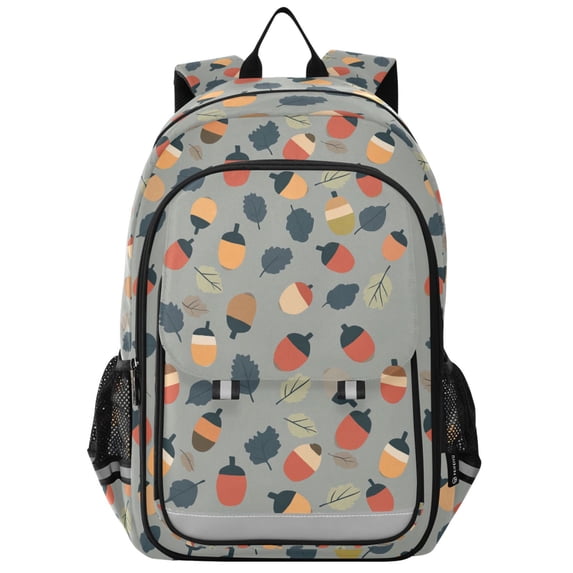 FORMRS Unisex School Backpack 17" Student Travel Bag with Laptop Compartment, Gray Acorns Pattern