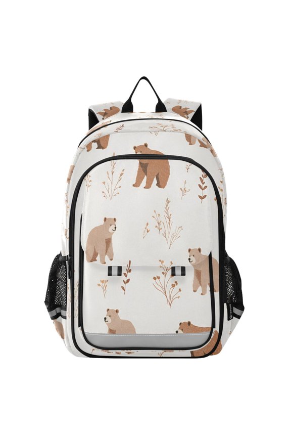 School Backpack 17" Student Travel Bag with Laptop Compartment, Gray Bears