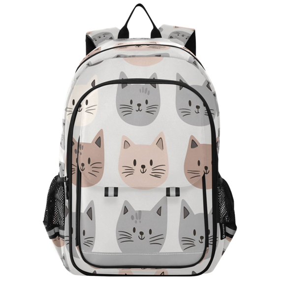 FORMRS Unisex School Backpack 17" Student Travel Bag with Laptop Compartment, Gray Cat Pattern