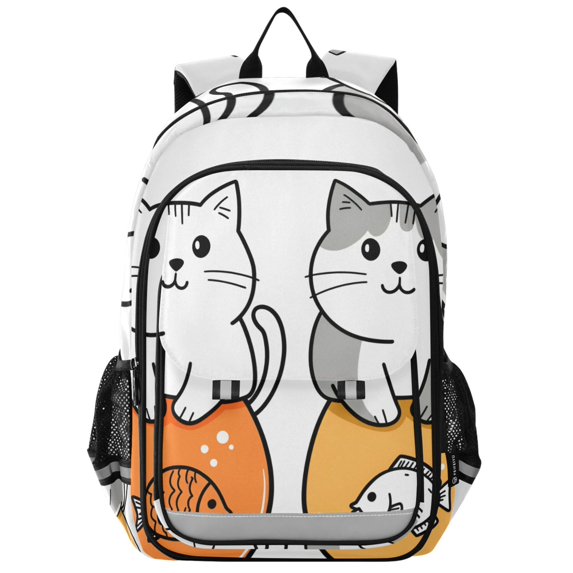 FORMRS Unisex School Backpack 17" Student Travel Bag with Laptop Compartment, Gray Cute Cat