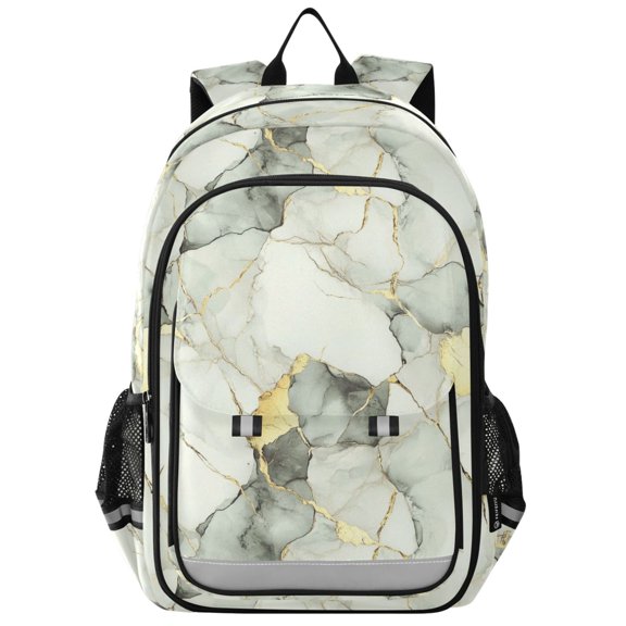 FORMRS Unisex School Backpack 17" Student Travel Bag with Laptop Compartment, Gray Marble Pattern