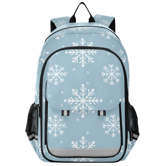 FORMRS Unisex School Backpack 17" Student Travel Bag with Laptop Compartment, Gray Snowflake