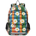 thumbnail image 1 of FORMRS Unisex School Backpack 17" Student Travel Bag with Laptop Compartment, Green Checkered Daisy, 1 of 7