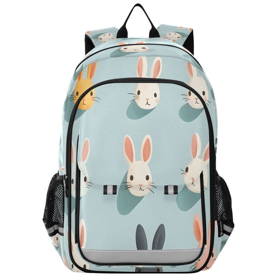 FORMRS Unisex School Backpack 17" Student Travel Bag with Laptop Compartment, Green Cute Rabbits
