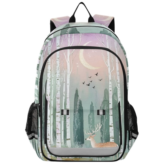 FORMRS Unisex School Backpack 17" Student Travel Bag with Laptop Compartment, Green Deer