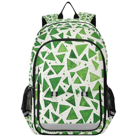 FORMRS Unisex School Backpack 17" Student Travel Bag with Laptop Compartment, Green Dot Triangles Pattern