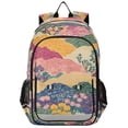 thumbnail image 1 of FORMRS Unisex School Backpack 17" Student Travel Bag with Laptop Compartment, Green Floral Wave, 1 of 7